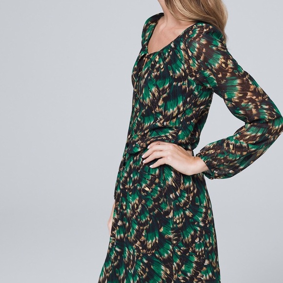 WHBM Abstract Print Blouson Dress - Picture 2 of 14